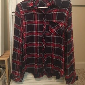 dee elle Red and Blue Plaid Button Down Shirt